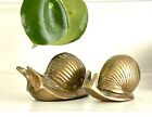 Vintage Brass Lucky Snail Paperweight Figurines Pair Set Two 2