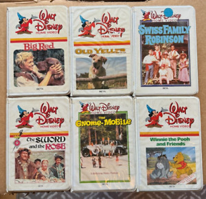 Lot Of 6 Walt Disney White Clamshell Home Video Betamax Beta Movies