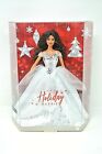 Mattel Holiday Barbie Signature Doll 2021 Brunette Black Hair White Gown WB