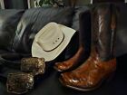 Beautiful LUCCHESE Full Quill Ostrich Boots/Elgin Chocolate/Worn Twice/Size 11.5