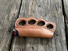 Leather Knuckles Lighter case hold Bikers Gift brass knuckles made with leather