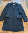 Kenneth Cole New York Men's Black Trench Overcoat 90% Wool Size L FREE SHIPPING