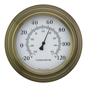 8 Antique Brass Finish Decorative Indoor/Outdoor Thermometer