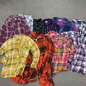 5 Pounds Flannel Plaid Shirt Wholesale Lot - Various Sizes Plaid