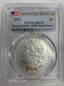2021 (P) Silver Morgan Dollar- PCGS- MS70 (Advanced Release) 100th Anniversary