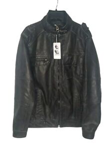 David Outerwear  Destressed Black Bonanza Jacket Faux Leather 2XL New with Tag
