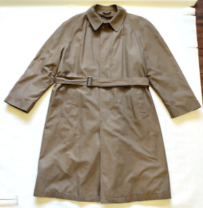 JOS A. Bank Removable Plaid Lining Sage/Brown Buttoning Men's Trench Coat~44R