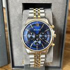 BULOVA Two-Tone Blue Dial Chronograph Stainless Steel Men's Watch 98A274 - $395