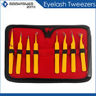 8 Pcs False Eyelash Extension Tweezers Yellow Colored Beauty Instruments Kits
