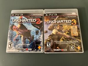 Uncharted 2 & 3 Playstation 3 PS3 - 2 Game Bundle Tested Complete CIB Ships Free