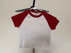 brandy melville baby t-shirt baseball red and white short sleeve