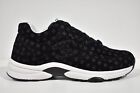 Chanel 22A Black Suede Printed CC Logo White Flat Runner Trainer Sneaker 36.5