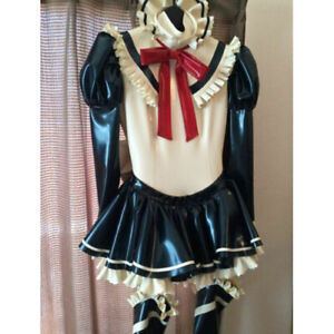 Sissy  maid pvc dress lockable Uniform cosplay costume Free shipping
