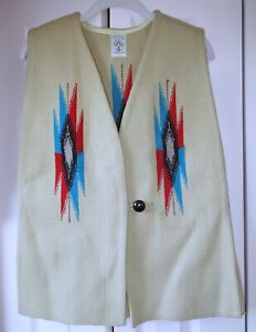 Vintage Ortega's Chimayo NM 100% All Wool Hand Woven Poncho Vest