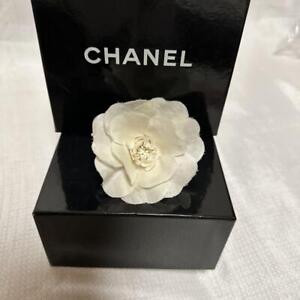 Authentic CHANEL Brooch Camellia Corsage White with Box Vintage #3