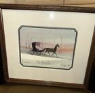 1998 P Buckley Moss OUR WEDDING RIDE Lithograph Framed Art Print Signed 569/1000