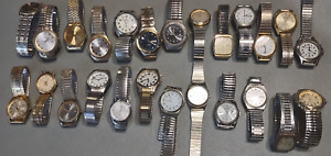 24.  LOT OF 25 MENS QUARTZ WATCHES  UNTESTED  AS IS  NO RESERVE! WITH STRETCH