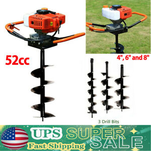 52CC Gas Powered Post Hole Digger Engine W/ 4/6/8 inch Earth Auger Bit SALE