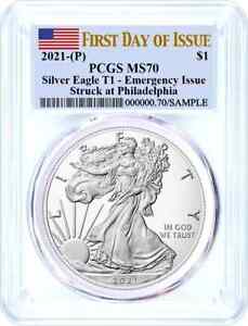 2021 (P) $1 Silver Eagle Type 1 - Emergency Issue PCGS MS70 First Day of Issue