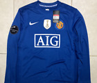 Ronaldo #7 UCL Manchester United 2008/2009 Blue Away Long sleeve Jersey Large