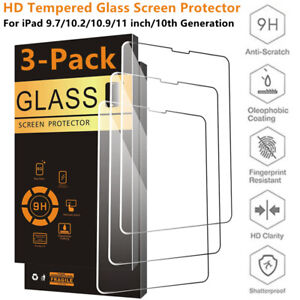 3 Pack HD Tempered Glass Screen Protector For Apple iPad 9.7/10.2/10.9/11 inch