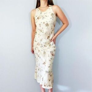 Vtg Classic Silky Floral Brocade Sleeveless Dress-Back Button Key Hole Closure