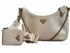 Auth PRADA Re-Edition 2005 1BH204 White Saffiano Lux Leather Shoulder Bag