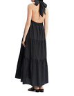 $425 Theory Women's Black Tiered Bow Halter Maxi Dress Size Small