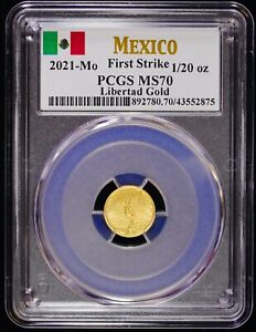 2021-Mo Mexico 1/20 oz Gold Libertad PCGS MS 70 First Strike BU Uncirculated Unc