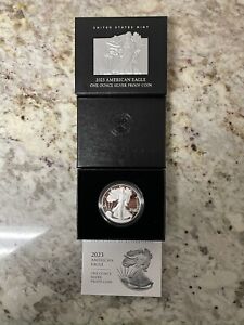 2023-W Proof Silver American Eagle 1 oz coin w/box & COA -Coin Has No Issues