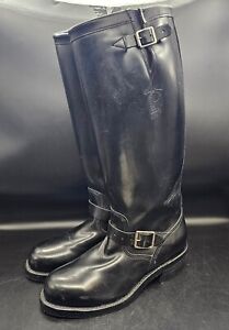Tall Chippewa 17” 10 D Steel Toe Black Leather Motorcycle Biker Engineer Boots