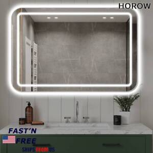 LED Mirror Light Framed Wall Vanity Illuminated Mirror Touch for Bathroom 40''