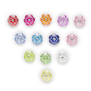 50pcs Acrylic Buttons Flower Sewing Scrapbooking Gift Home Decor 15mm