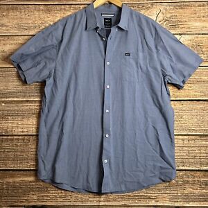 RVCA Button Up Shirt Mens 2XL XXL SLIM FIT Blue Short Sleeve Casual