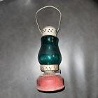 Antique Jewel Skater's Lantern Kerosene Oil Lamp Green Glass Globe Knob Works