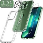 For iPhone 15 14 13 12 11 Pro Max Shockproof Case + Screen Camera Lens Protector
