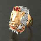 Personality Luxurious Lion King Colorful Faux Diamond Men's Ring Size 11 only