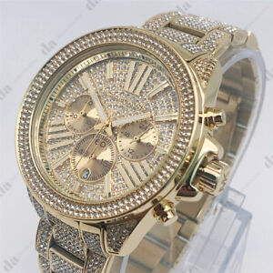 New Michael Kors MK6355 Gold Crystal Pave Stainless Steel Fashion Women's Watch