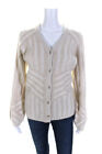 Naadam Womens Color Plaited V Neck Cardigan Sweater Oatmeal Wool Cashmere Small