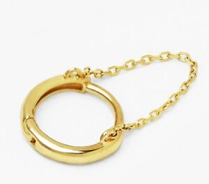 14k Solid Gold Single Small Chain Hoop Earring, Minimalist Huggie Hoop Earring