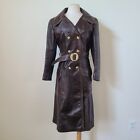1970s Leather Trench Coat Womens Coat Belted Medium Vintage Leather Overcoat