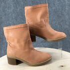 Loft Boots Womens 9.5 M Pull On Ankle Bootie Brown Faux Leather Block Heels