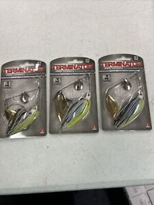 3 Terminator Spinnerbaits P1 Pro Series 3/8oz  “Hot Olive” “Save”