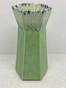 New ListingHull PAGODA P4 - Chinese Script - USA Vintage Pottery Vase - Green