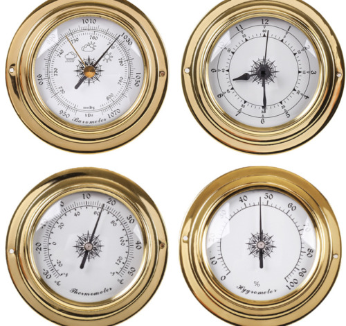 Weather Station 4 pcs/set 98mm Brass Barometer /Thermometer/ Hygrometer /Clock