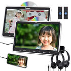 NAVISKAUTO 2 x 10.1” Car Headrest Monitor TV DVD Player for Kids USB SD Headsets