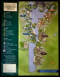 NEW  Walt Disney World Caribbean Beach Resort Map + 4 Theme Park Guide Maps