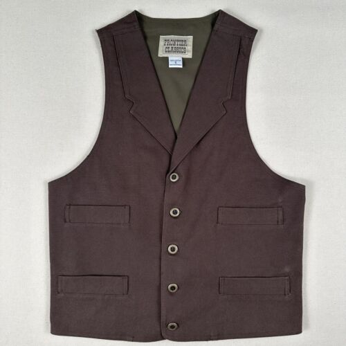 Frontier Classics Western Vest Men’s Small Brown 4 Pocket Button Front
