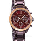 FOSSIL Modern Courier Womens Chronograph Watch, Red Rose Gold Dial Burgundy Band