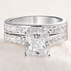 Engagement Wedding Ring Sets for Women Sterling Silver 2Carat Princess Cut CZ